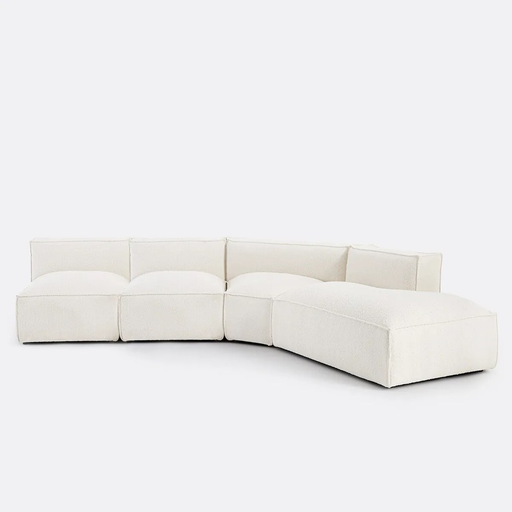 Open hoekbank, rechts, 4-delig, in bouclé stof, SEVEN
