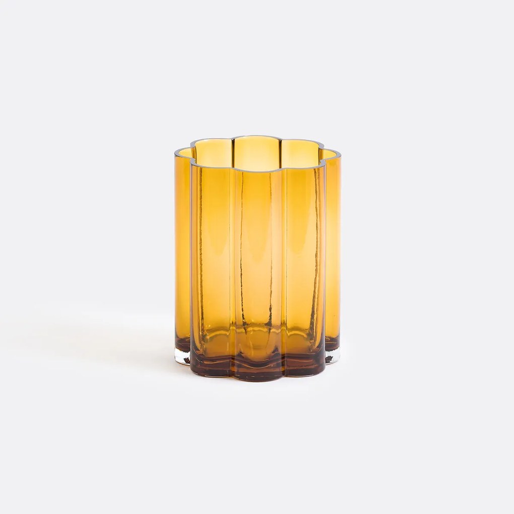 Amberkleurige glazen vaas H20 cm Helia