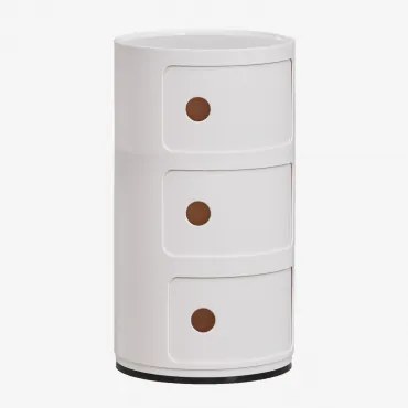 Pack Van 2 Nachtkastjes Ø30 Cm Met Planken Babel Gebroken Wit & 3 Lades - Sklum