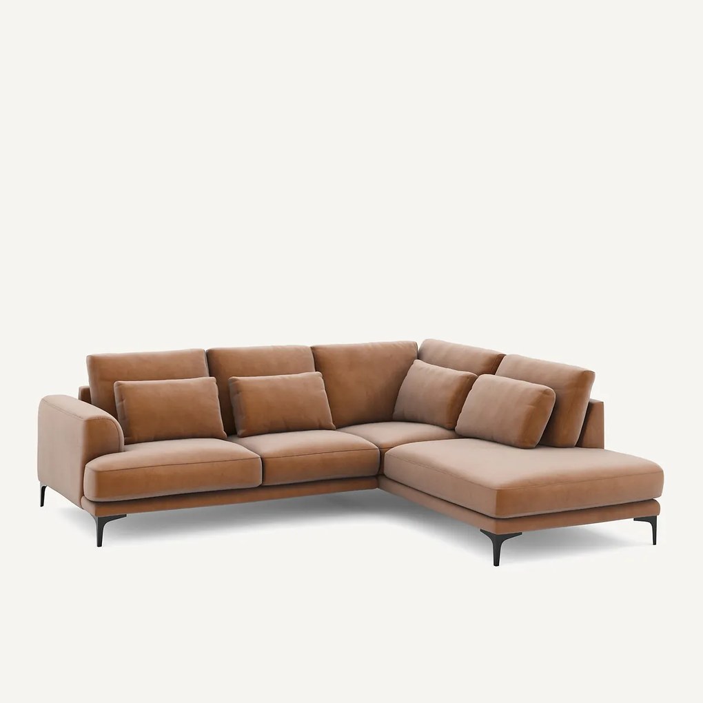 Linkse hoekbank met leuning in fluweel, Marsile