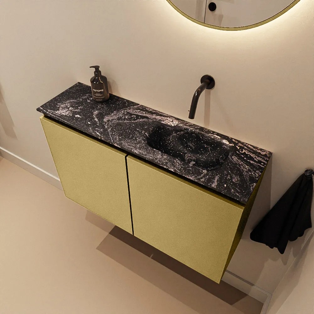 Mondiaz Ture DLux toiletmeubel 80cm oro met wastafel lava rechts zonder kraangat