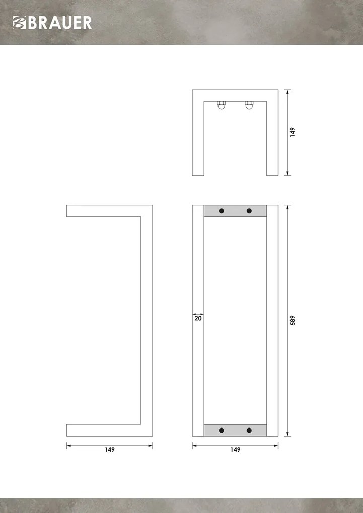Brauer handdoekrek 60cm zwart mat
