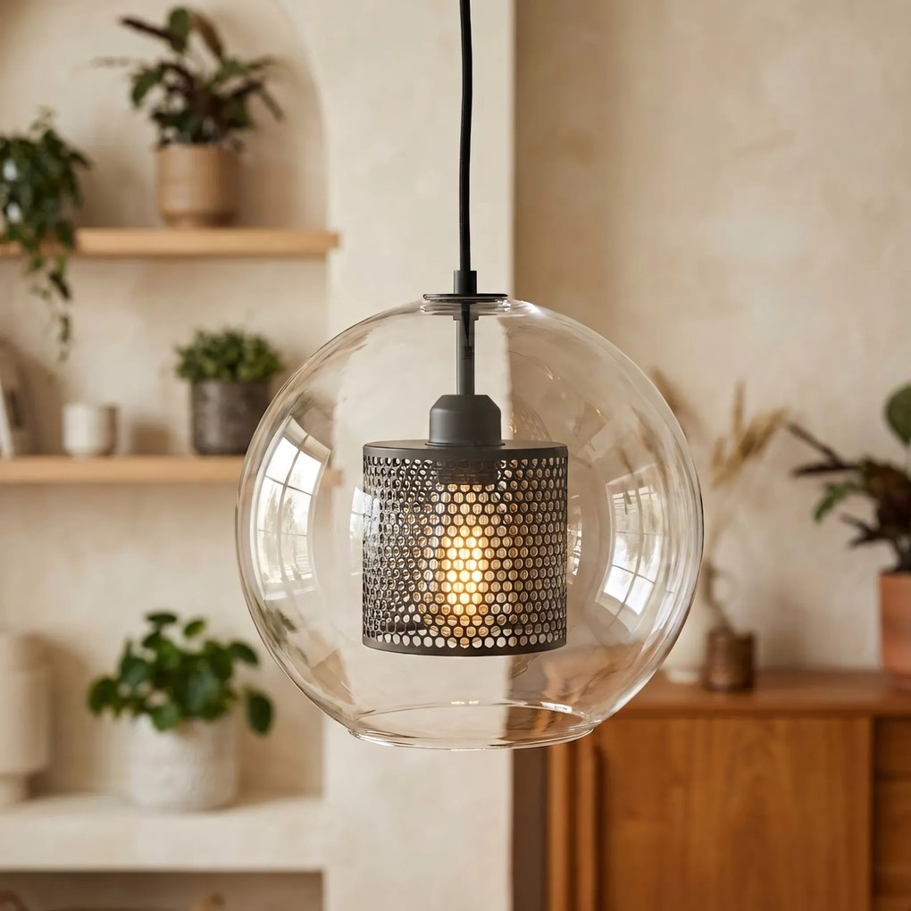 Hanglamp zwart loft APP558-1CP 25cm