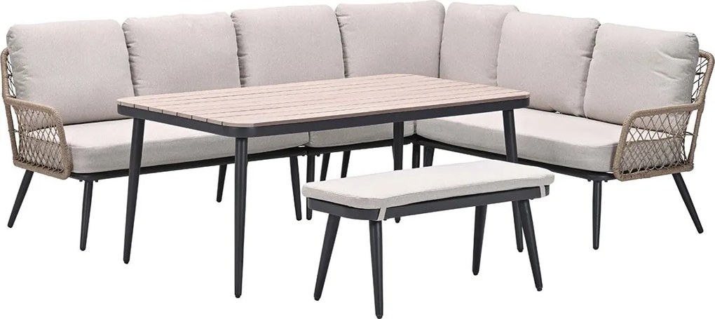 Garden Impressions Kalibo lounge dining set 6-delig R - desert sand