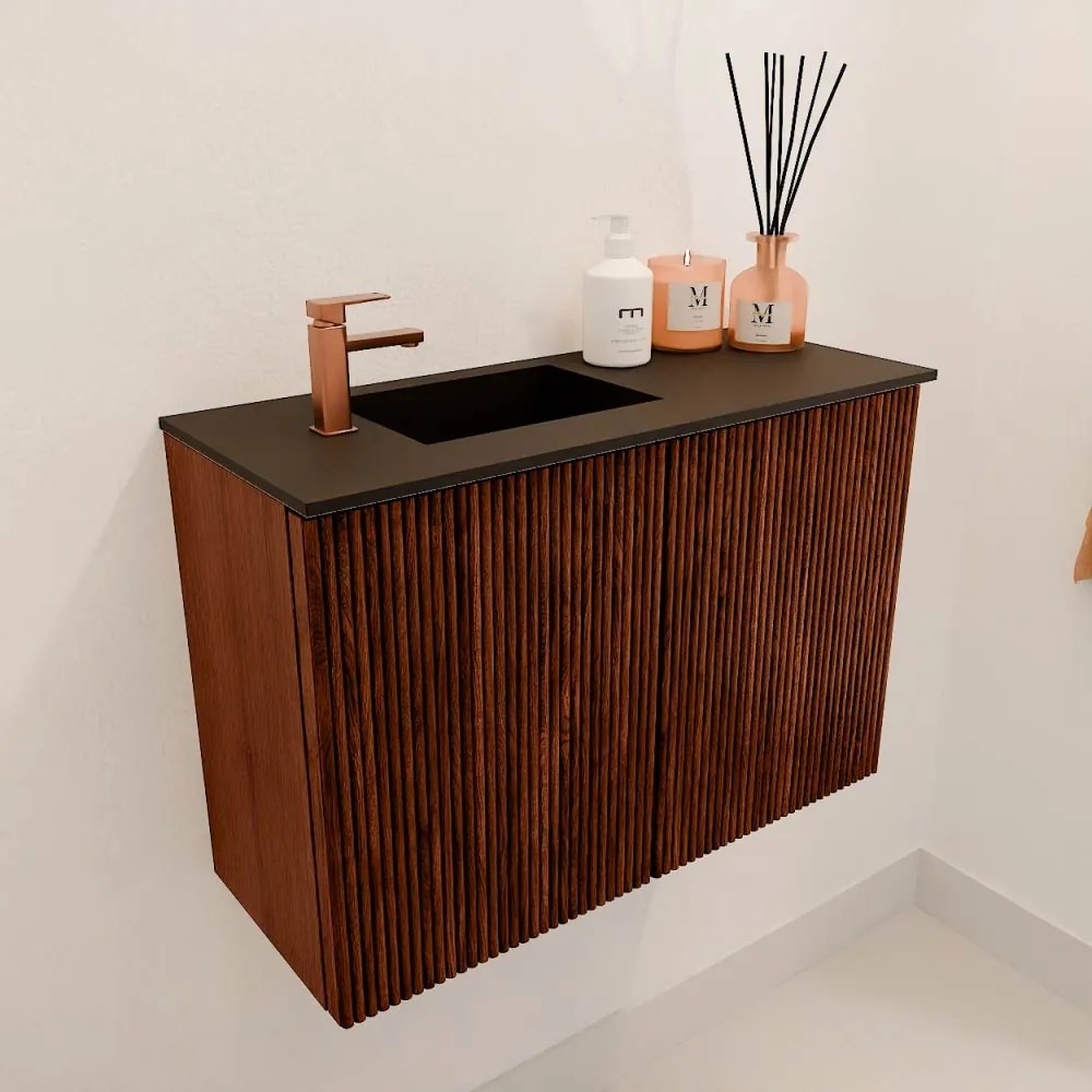 Mondiaz Joya 60cm toiletmeubel ruby met wastafel faye links 1 kraangat urban