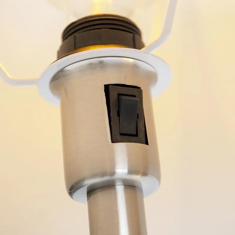Klassieke vloerlamp staal met witte kap en leeslampje - Retro Klassiek / Antiek E27 Binnenverlichting Lamp