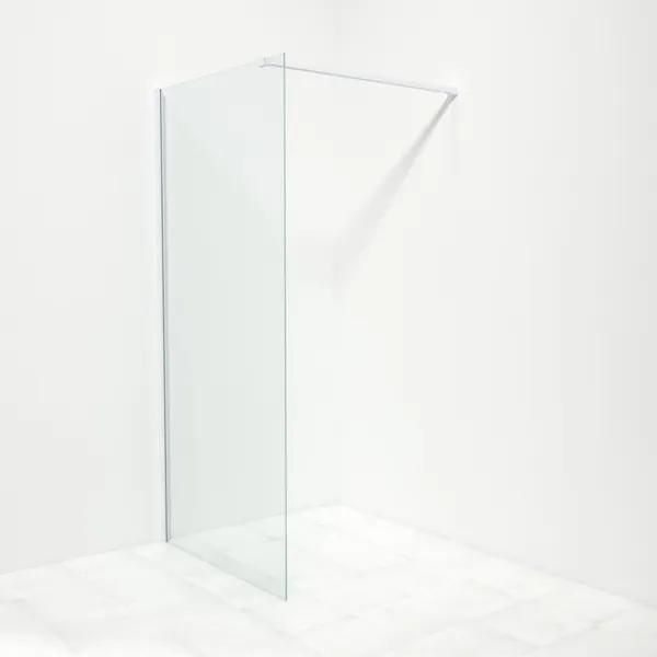 Saniclass Bellini inloopdouche 95x200cm met 8mm helder glas met mat wit profiel en stabilisatiestang