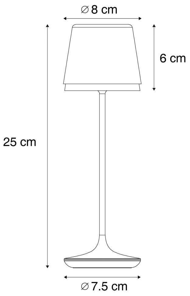 Buitenlamp met dimmer Tafellamp met dimmer zwart incl. LED IP65 oplaadbaar met laadstation - Treble Modern IP65 Buitenverlichting rond Lamp