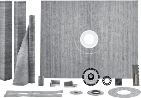 VEVOR Doucherandset, 1219 x 1524 mm Douchebakset met PVC-middenflens, waterdicht membraan, RVS rooster en voegafdichting, Douchebakhelling geschikt voor badkamer