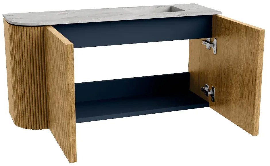 Mondiaz Joya DLux 80cm toiletmeubel ronding links oak met wastafel faye rechts 1 kraangat glace