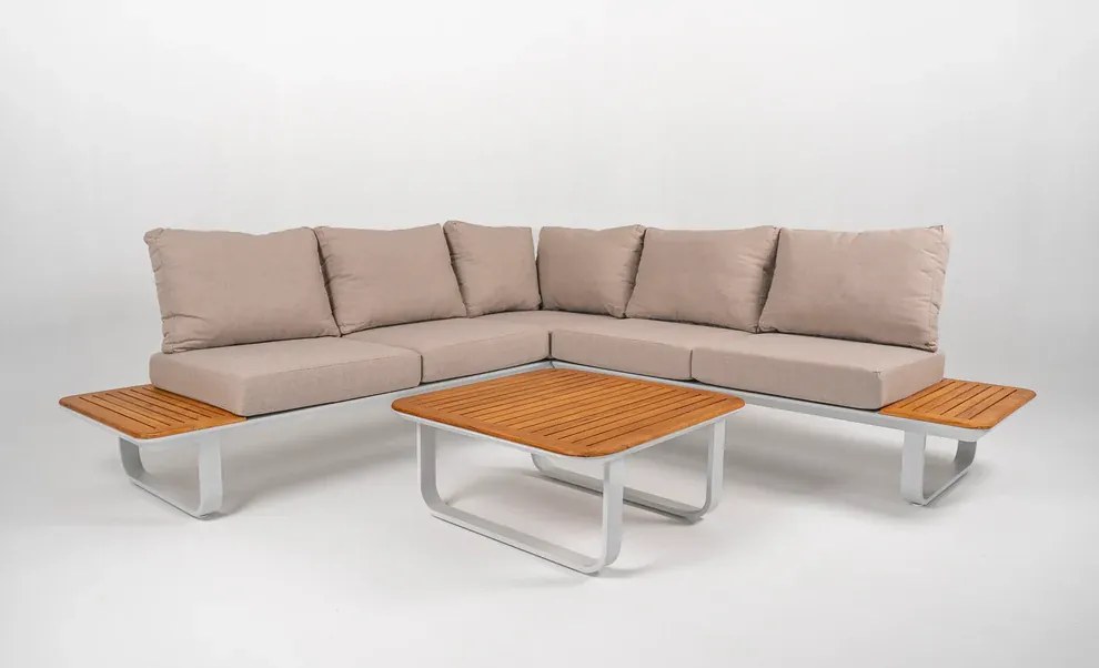 DATHO OUTDOOR Hoek Loungeset - Capri - Aluminium - Teak - Datho Outdoor