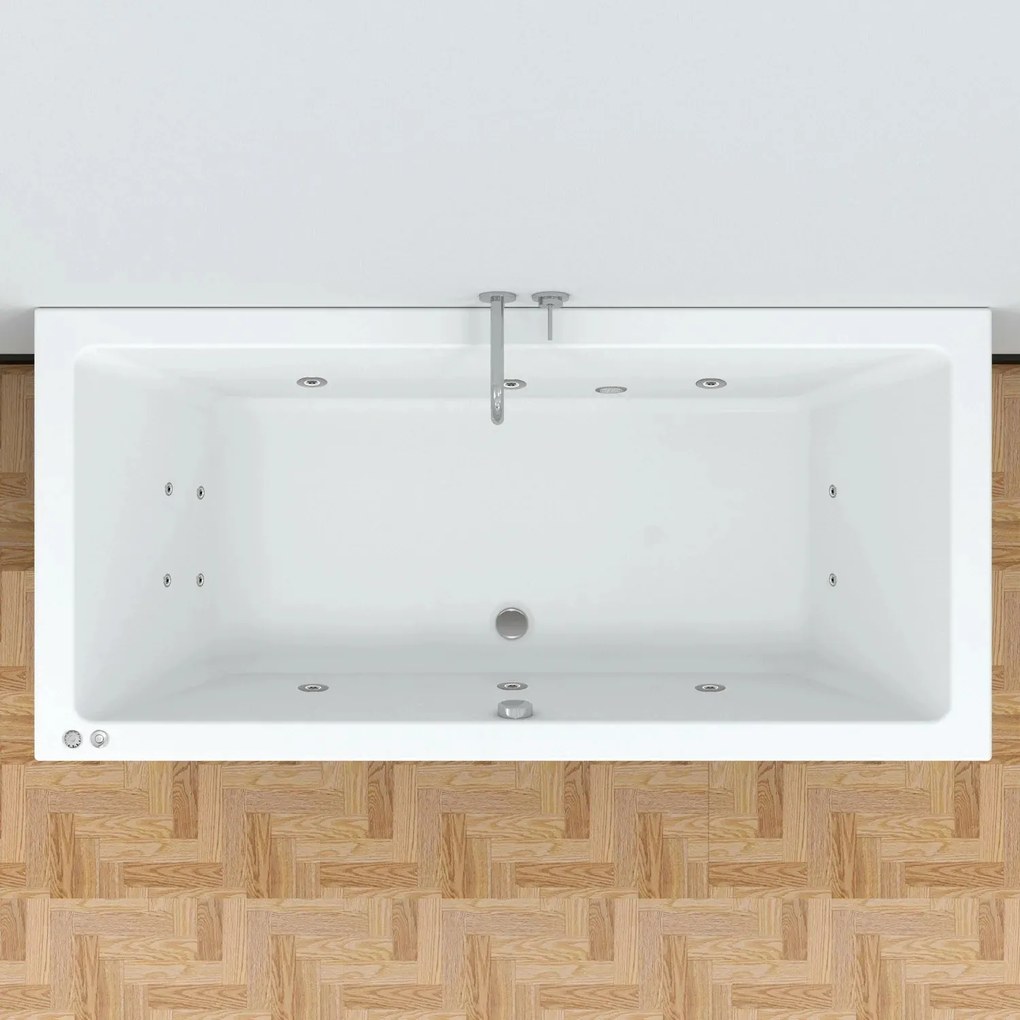 Riho Lusso bubbelbad 180x80cm wit glans pneumatisch met 6 + 4 + 2 hydrojets