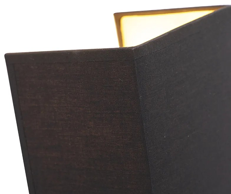 Moderne wandlamp zwart en goud met stoffen kap - Vete