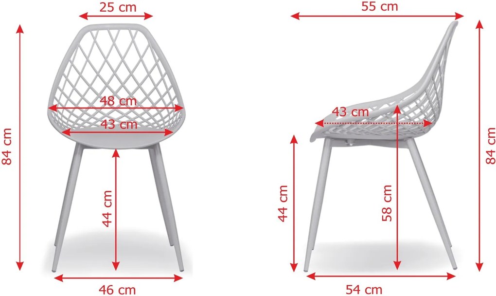 LUGO stoel grijs - modern, opengewerkt, voor keuken / tuin / café