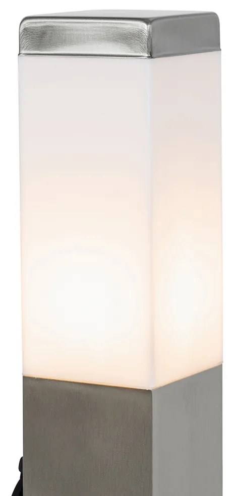 Moderne buitenlamp 45 cm staal met stopcontact IP44 - Malios Design, Modern E27 IP44 Buitenverlichting