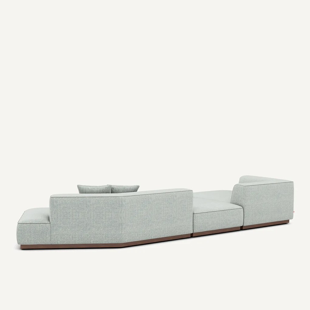 Open hoekbank links met voetensteun van gevlekt canvas, JACOPO