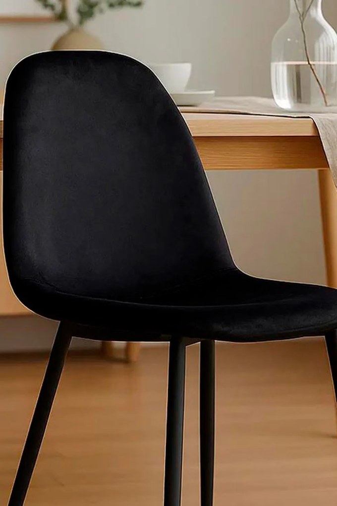 Teok Stoel Zwart Fluweel
