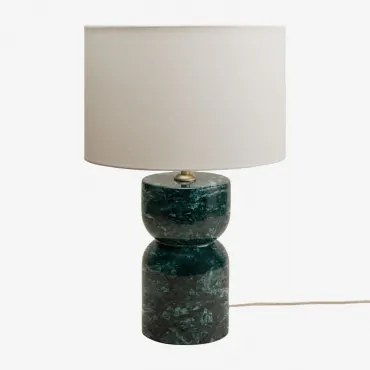 Diniz Tafellamp Groen Marmer Udaipur & ↑25 Cm & Wit Ø30 Cm - ↑20 Cm Arlina - Sklum