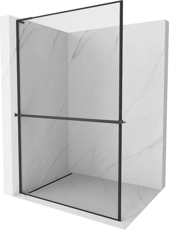 Mexen Kioto+ L douchewand met plank Walk-in 100 x 200 cm, zwart frame, zwart - 800-100-123-70-70