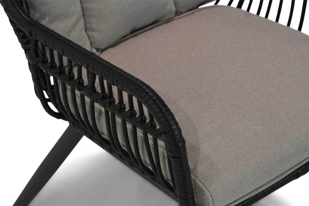Tuinset Ronde Tuintafel 6 personen 150 cm Wicker/Aluminium/Aluminium/wicker Zwart Coco Azzano/Ancona
