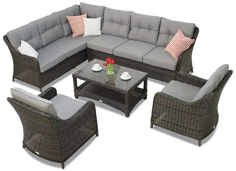 Garden Point technorattan set met hoek Toledo Corner 7 antraciet