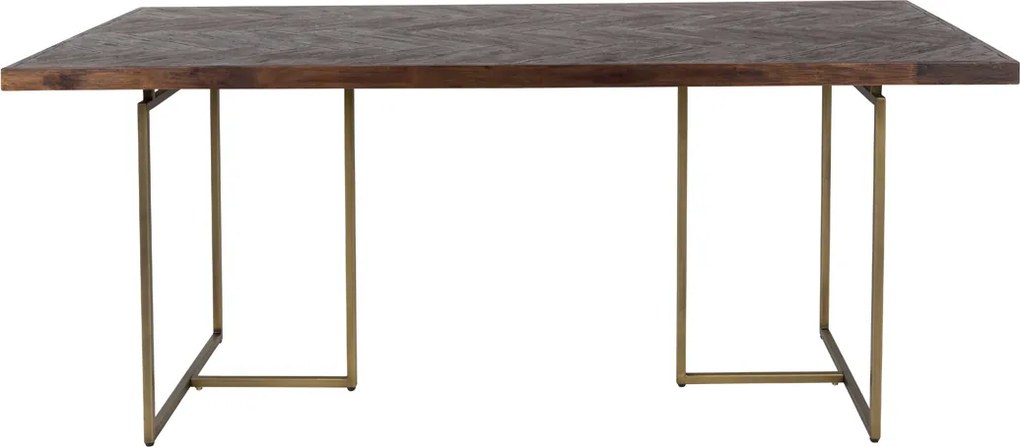 Eettafel Visgraat Donker Hout 220 X 90 Cm - 220 X 90cm.