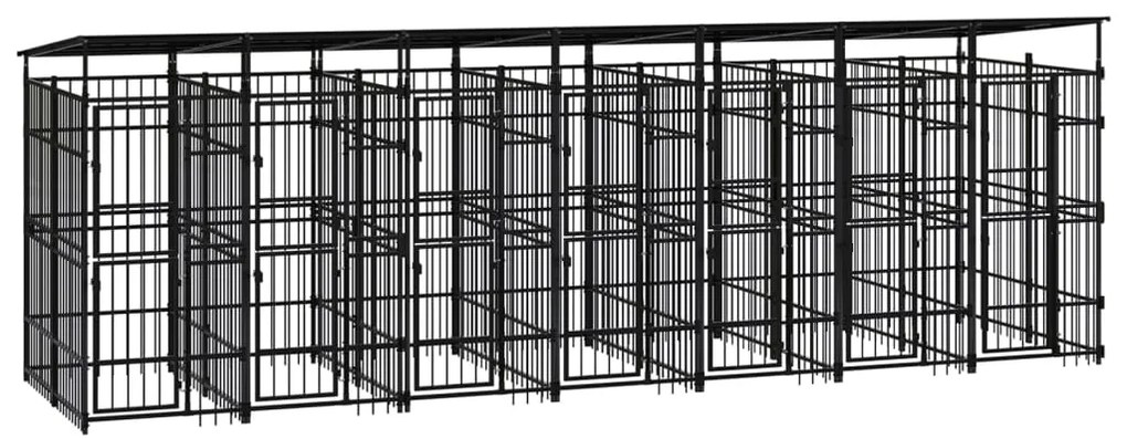 vidaXL Hondenkennel met dak 12,9 m² staal