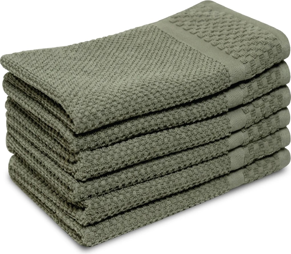 Gastendoek Soft Popcorn Collectie – 6 stuks – 30×50 – oudgroen