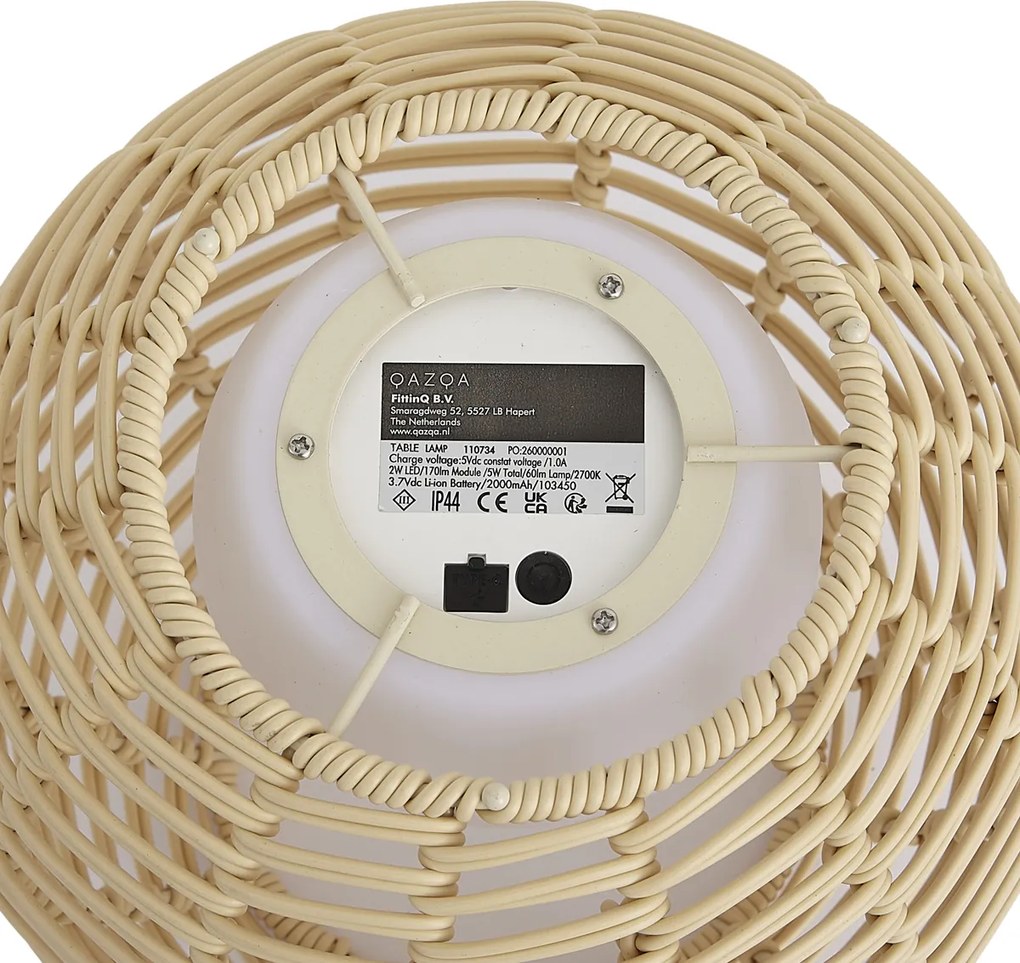 Buiten tafellamp beige 25cm incl. LED oplaadbaar met USB-C IP44 - Oli