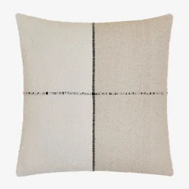 Vierkant Katoenen Kussen (45x45 Cm) Louisa Design Zwart - Beige – Linnen - Sklum