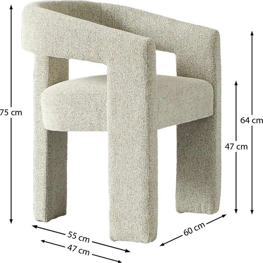 Wabi Sabi Eetkamerstoel Beige Volledig Stof