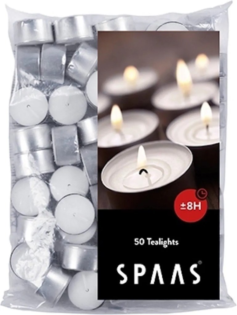 Spaas theelichtjes - 55 stuks - 8 branduren - wit