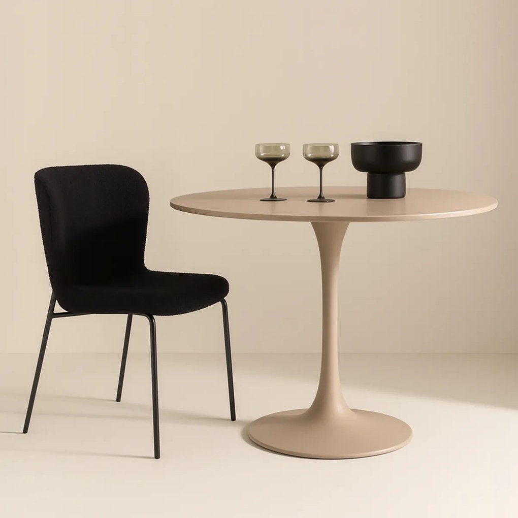 Ronde Eettafel Met Slank Stalen Frame - 100 X 100cm.