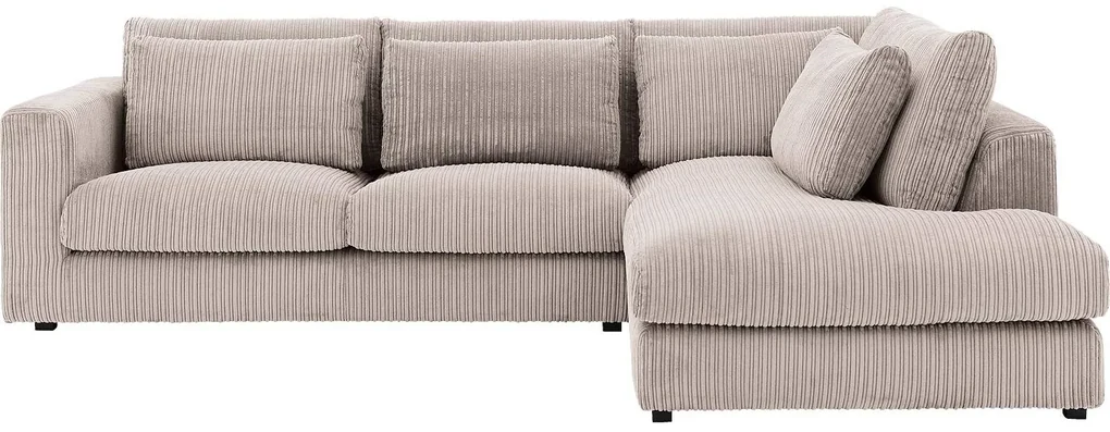 Goossens Bank Ravenia bruin, stof, 2,5-zits, stijlvol landelijk met chaise longue rechts