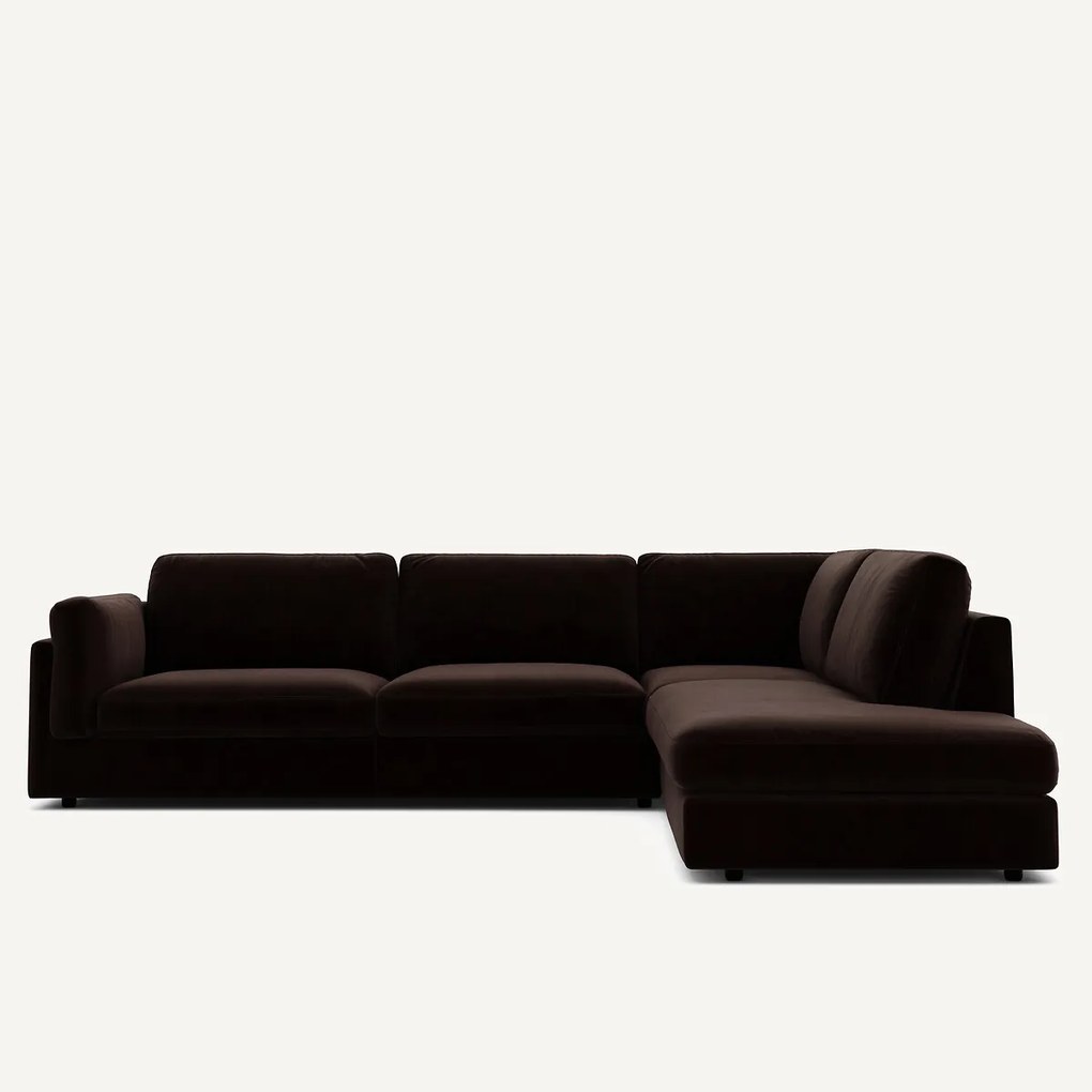 Omvormbare bank met hoek en longchair, fluweel, CÉSAR