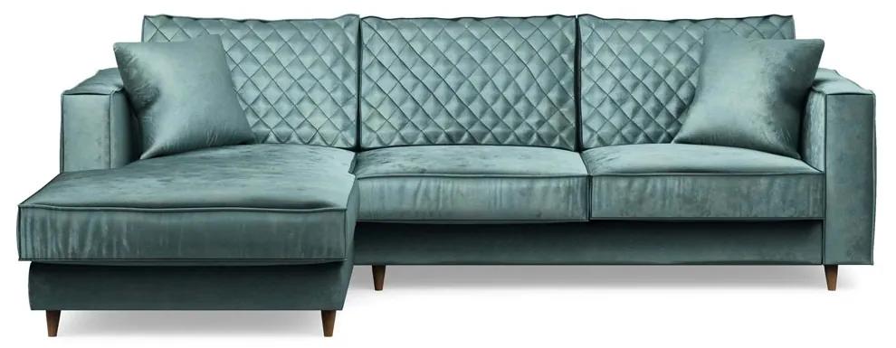 Rivièra Maison - Kendall Sofa With Chaise Longue Left, velvet, mineral blue - Kleur: bruin