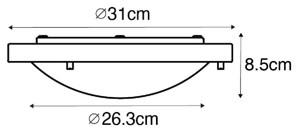 Buitenlamp Moderne plafonnière wit 31 cm IP44 - Yuma Modern E27 IP44 Buitenverlichting rond