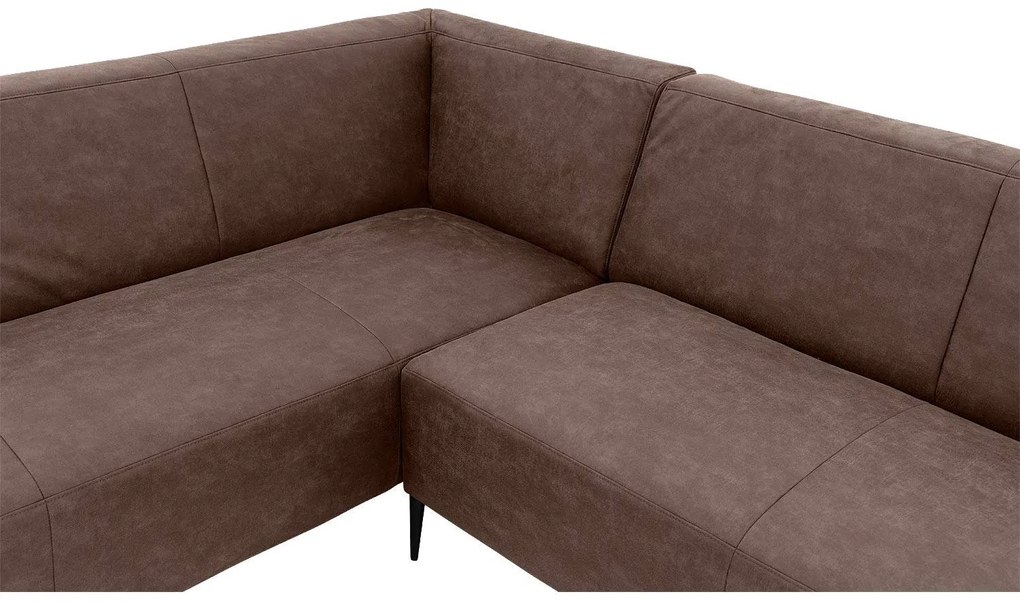 Goossens  Key West bruin, micro leer, 3-zits, modern design met ligelement links