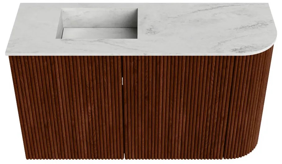 Mondiaz Joya DLux 70cm toiletmeubel ronding rechts ruby met wastafel faye links 1 kraangat opalo