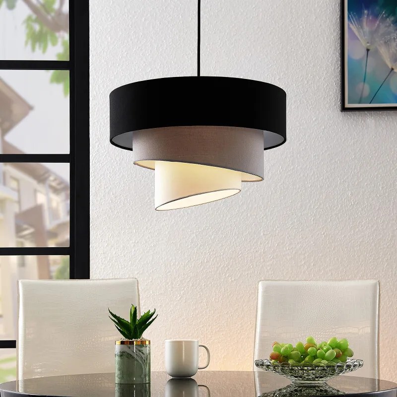 Coria hanglamp, zwart en grijs - lampen-24