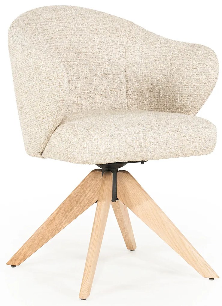 Eleonora Connor Natural Eetkamerstoel Met Eiken Poten Draaibaar Beige