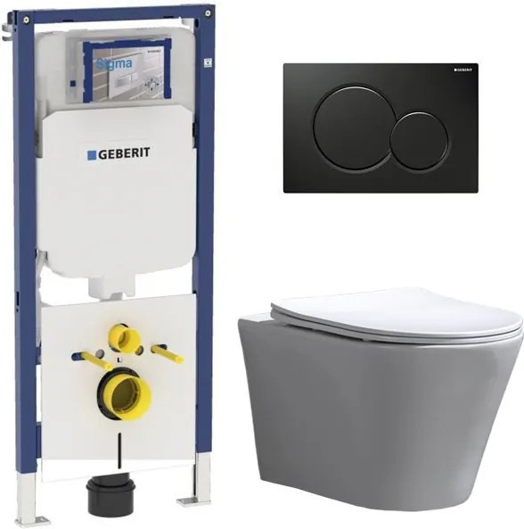 Geberit UP720 Toiletset - Inbouw WC Hangtoilet Wandcloset Rimfree - Saturna Flatline Sigma-01 Zwart