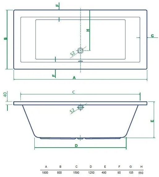 Best Design Lounge bad 180x80x49cm