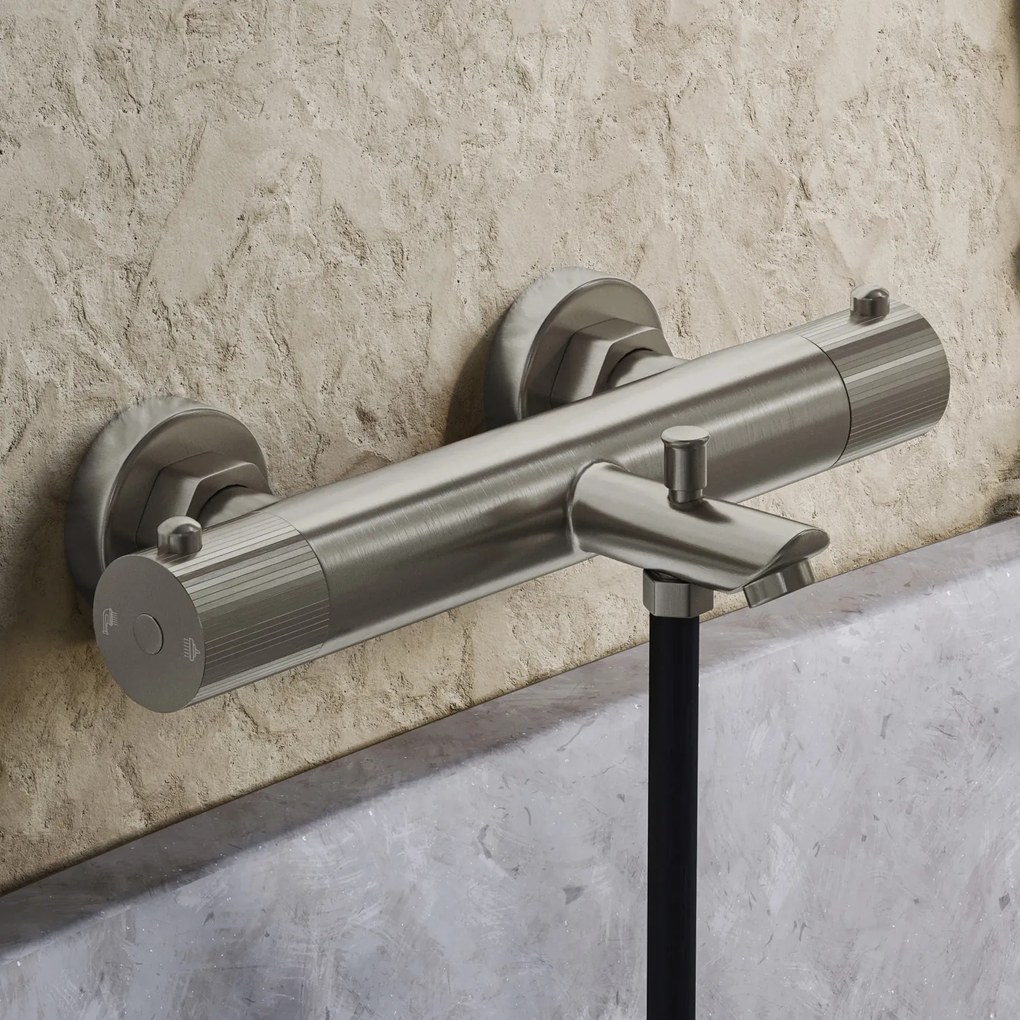 Saniclear Exclusive Stripes Pro thermostatische opbouw badkraan met handdouche RVS