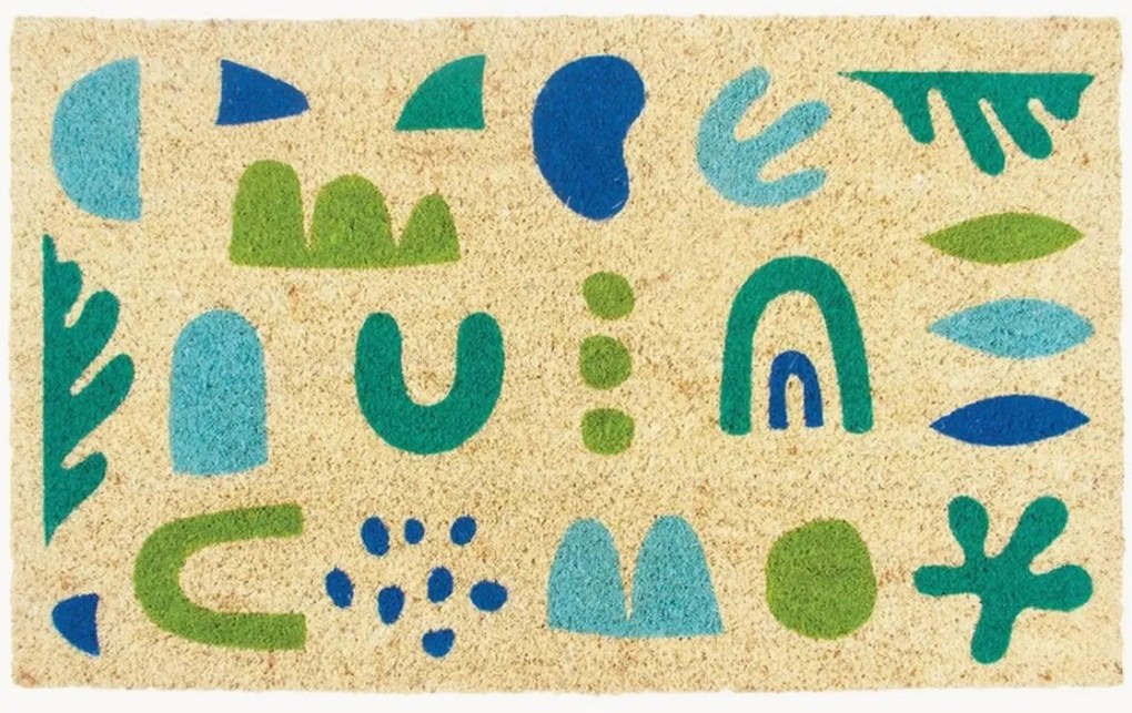 Handbeschilderde kokos deurmat Sea Glass