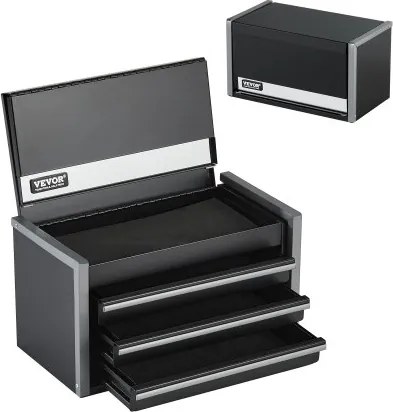 VEVOR Gereedschapskist 218,4 x 118 x 120 mm, Gereedschapskist met 3 laden, Gereedschapskoffer met EVA-inzetstukken en PP-voetkussens, Robuust staal met kogellageropening en poedercoating, Zwart