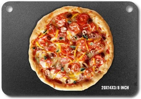 VEVOR Pizzasteen Pizzastaal 508 x 355 x 10 mm, Pizzastaalplaat voor de oven, Voorgekruide pizzabaksteen van Q235 koolstofstaal met hogere geleidbaarheid voor restaurants, cafés, straatwinkels