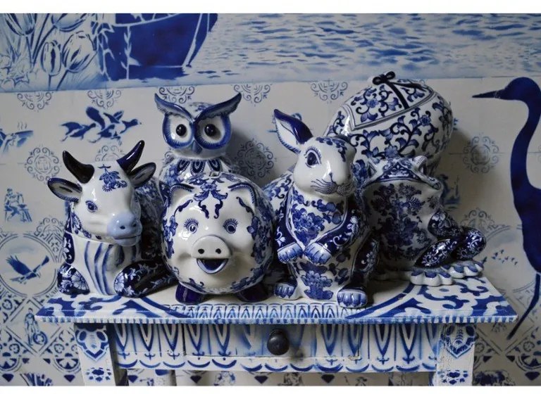 Pols Potten Spaarpot Uil in Delfts blauw