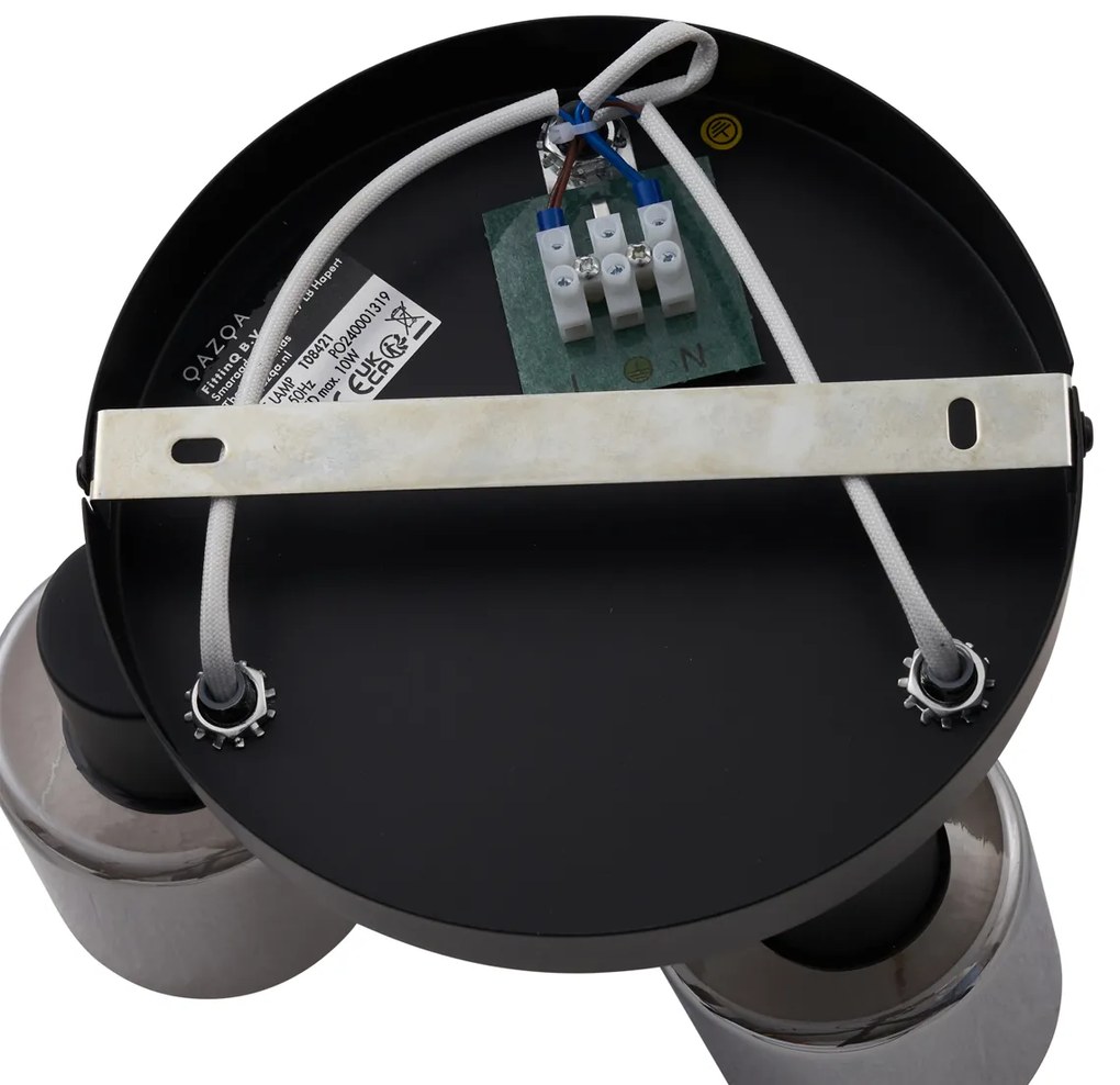 Moderne plafondlamp zwart met smoke glas rond 3-lichts - Cilin