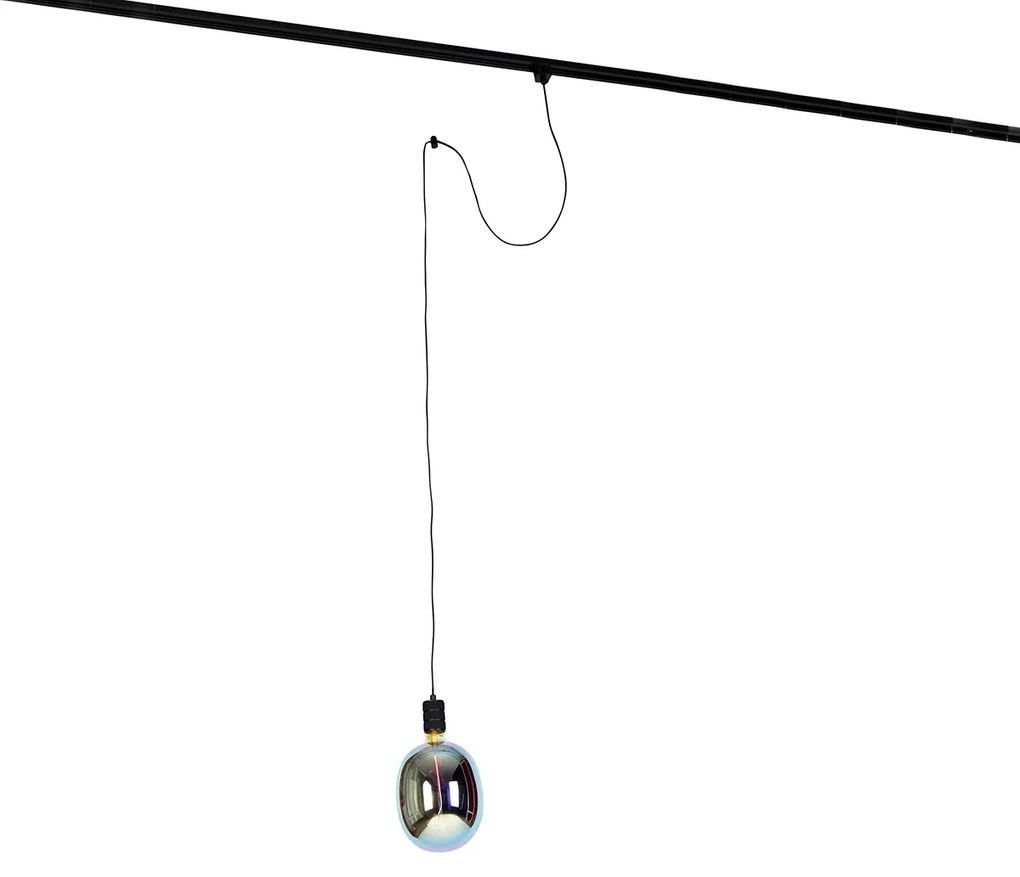 Hanglamp met rail ophanging zwart incl. LED G170 - Cavalux Industriele / Industrie / Industrial Minimalistisch E27 Binnenverlichting Lamp